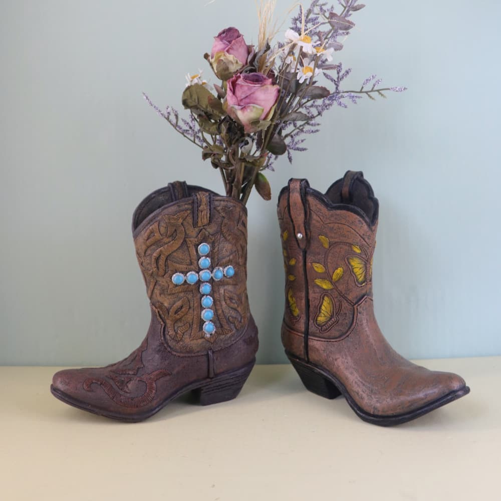 Cross-border Creative Resin Vase Decoration Western Cowboy Boot Hydroponic Flower Container Living Room Luxury Home Decor