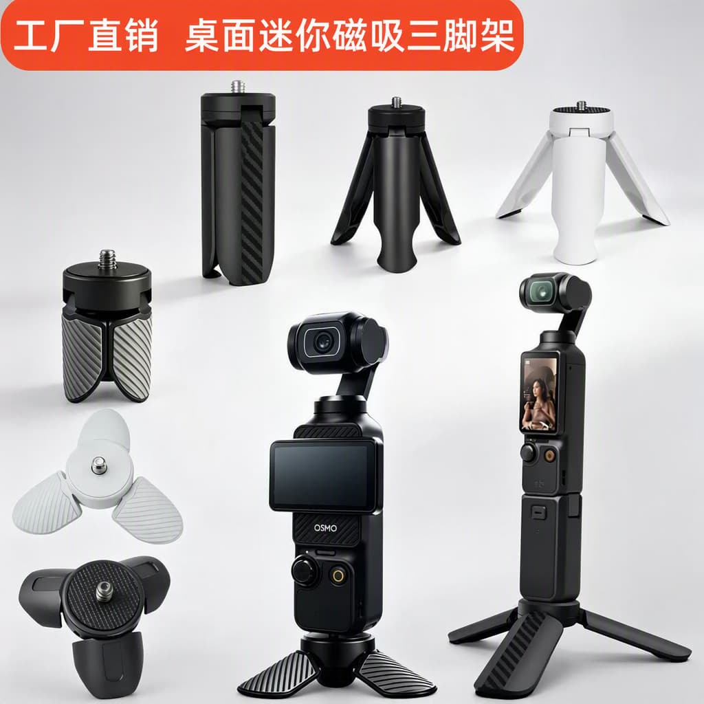 Mini Magnetic Metal Tripod Action Camera Accessory Stabilizer Portable Strong Magnetic Tripod All-Metal Tripod