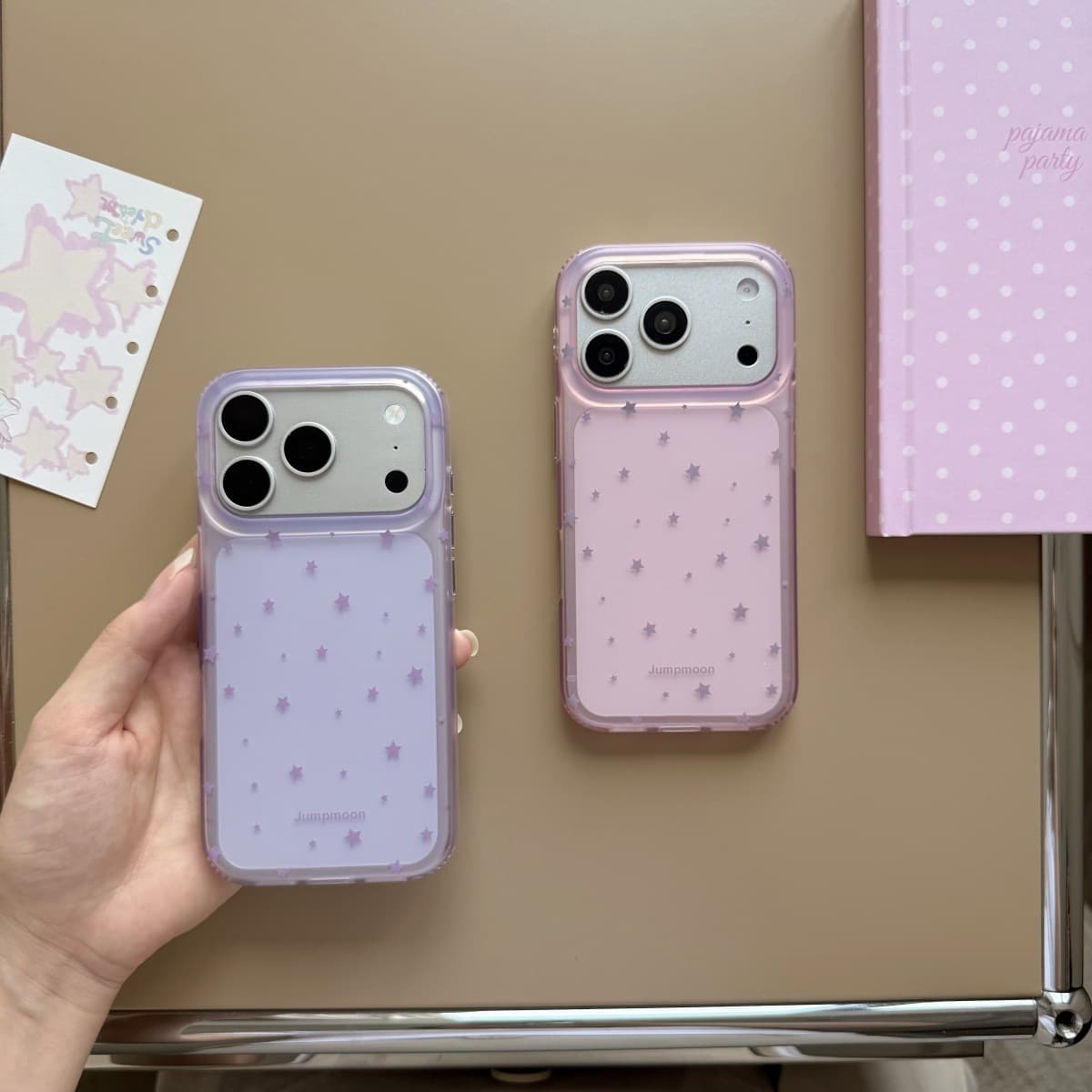 Double layer pink and purple star Apple iPhone 14/13 suitable for Apple 17/16/15 PROMAX mobile phone case anti-fall