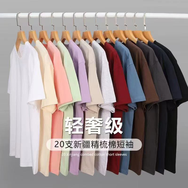 Pure Cotton Short Sleeve T-Shirt Solid Color Men's Casual Loose Fit Half Sleeve Summer White T-Shirt Breathable Crew Neck Design