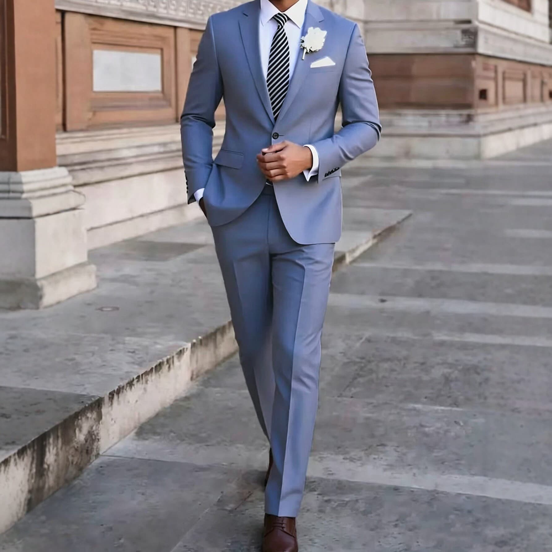 Men's Slim Suit Suit Business Wedding Casual Formal Suit Two-piece European and American Trendy Groom and Groomsman Gift