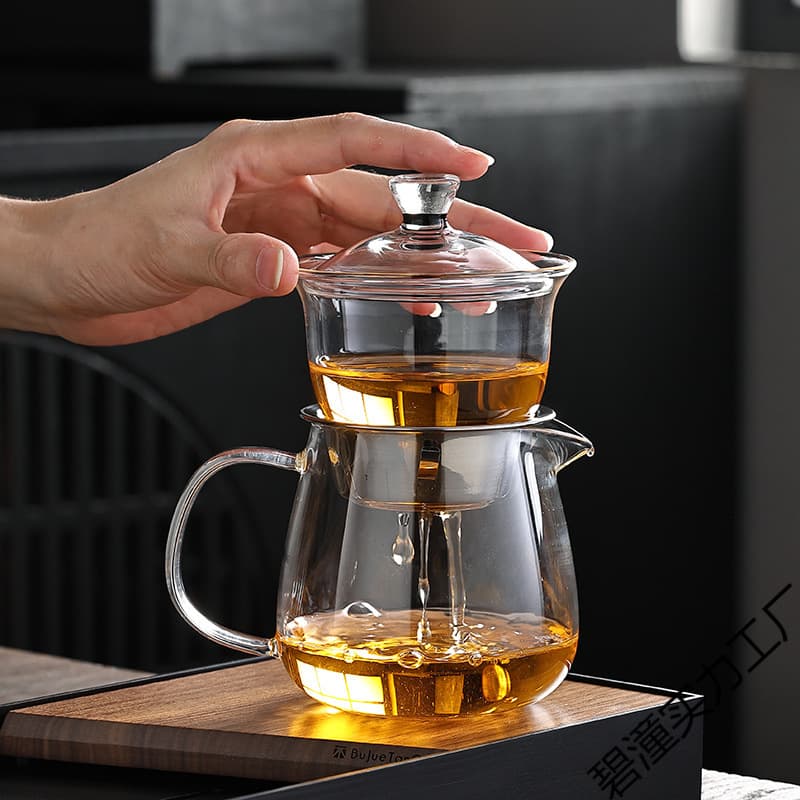 Lazy Tea Brewing Tool, Fully Automatic Glass Household Kung Fu Tea Set, High-End Teapot and Cup Set