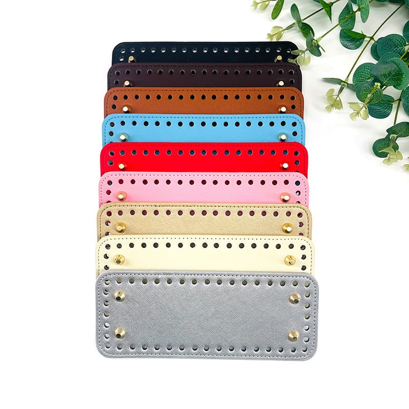 Haomeng Hardware Wholesale DIY Handmade Woven Bag Accessories PU Cross-Pattern 20*8CM Rectangular Bag Base