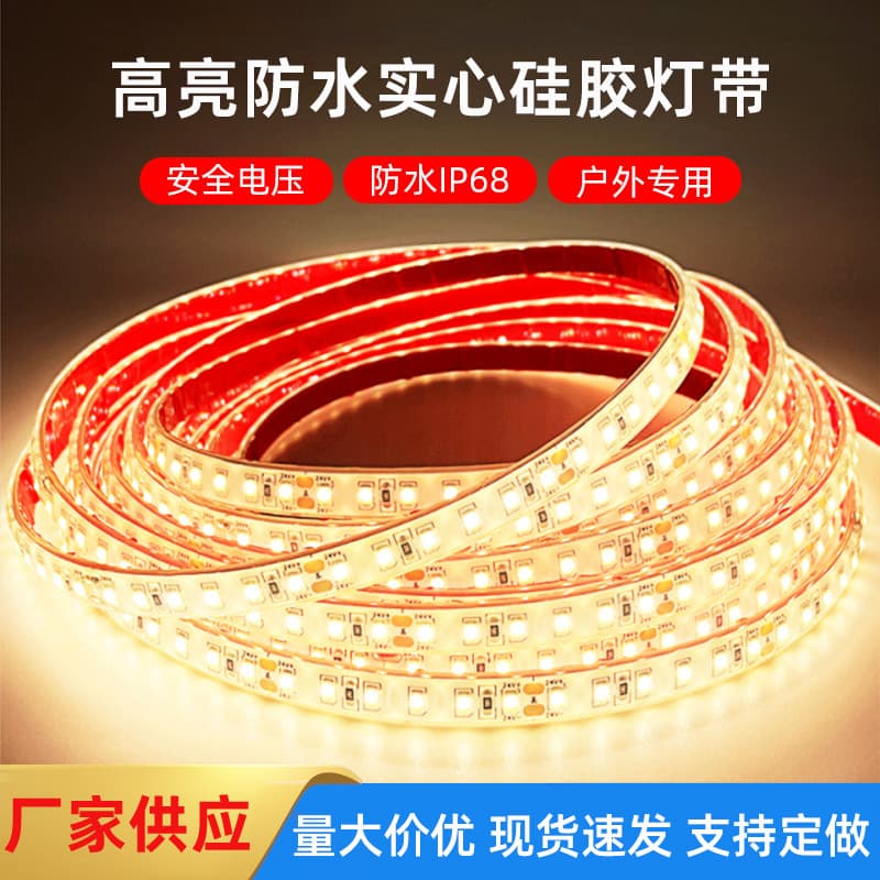 LED light strip low voltage 24V solid silicone IP68 outdoor waterproof high brightness underwater light strip pool landscape lighting