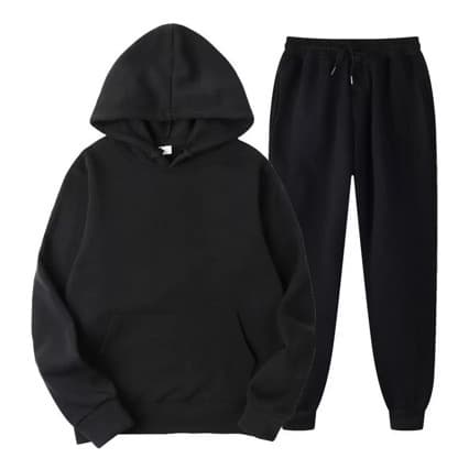 New Fleece Men's Solid Color Pullover Hoodie Set Sports Two-Piece Set Men's Hoodie Sweatshirt and Sweatpants