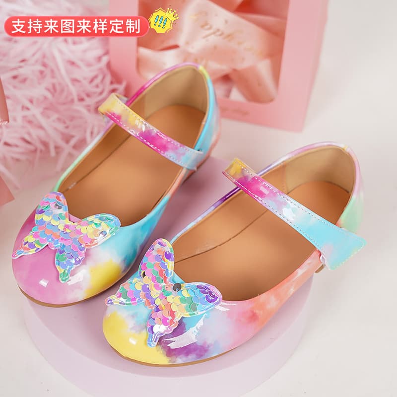 New Autumn Fashion Korean Butterfly Princess Shoes Children Mary Jane Colorful Patent Leather Dress Shoes Girls Shoes Wholesale