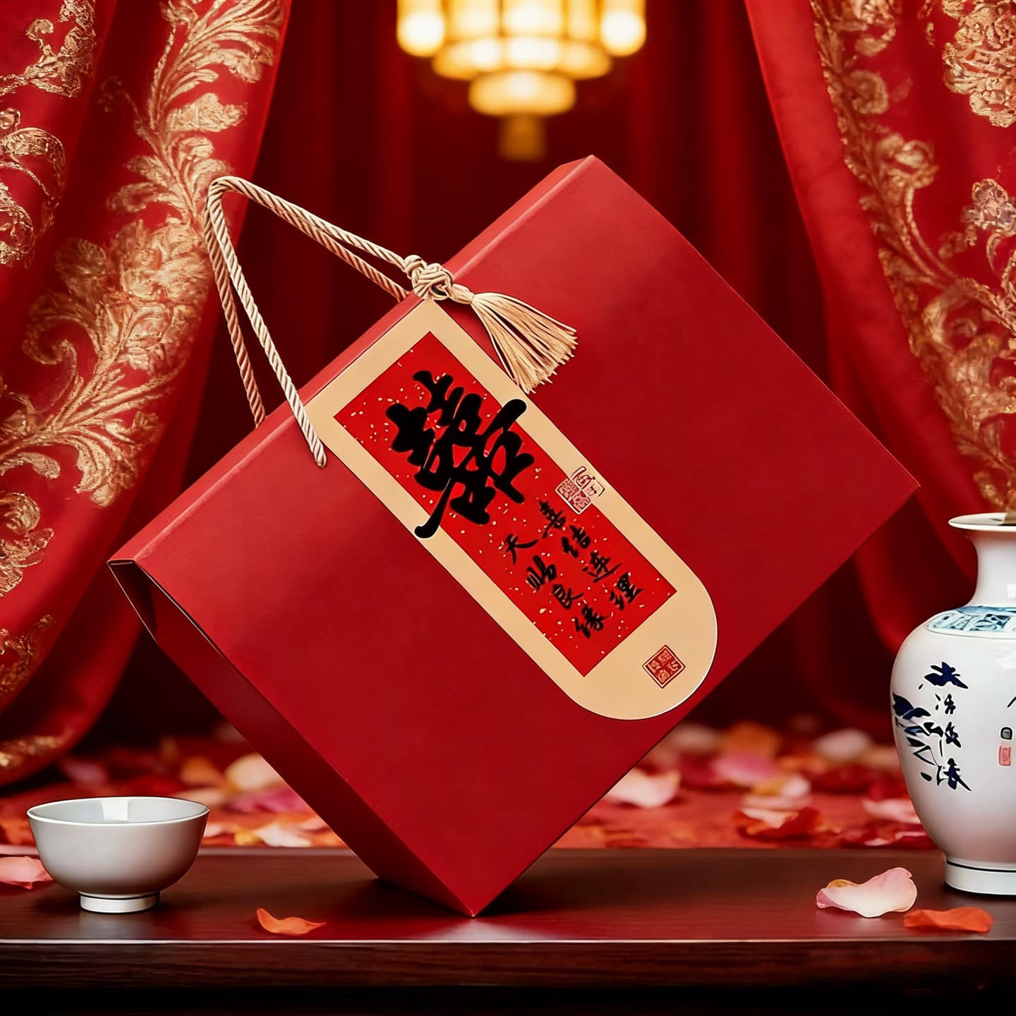 Chinese style wedding full moon souvenir packaging box Tommy's 100-day banquet engagement return gift gift box high-end gift box