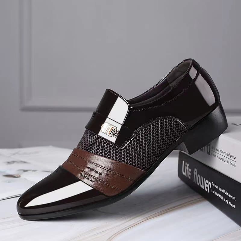 Cross-border plus-size formal leather shoes for young men, Korean style, black business casual men's shoes, British style TEMU men's leather shoes