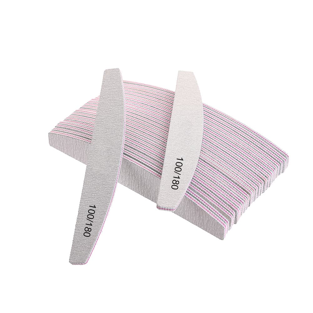 Cross-border Toothed Gray-White Half-Moon Sand File Zebra Pattern Nail File for Manicure and Nail Removal, Comb-Shaped Double-Sided Nail File