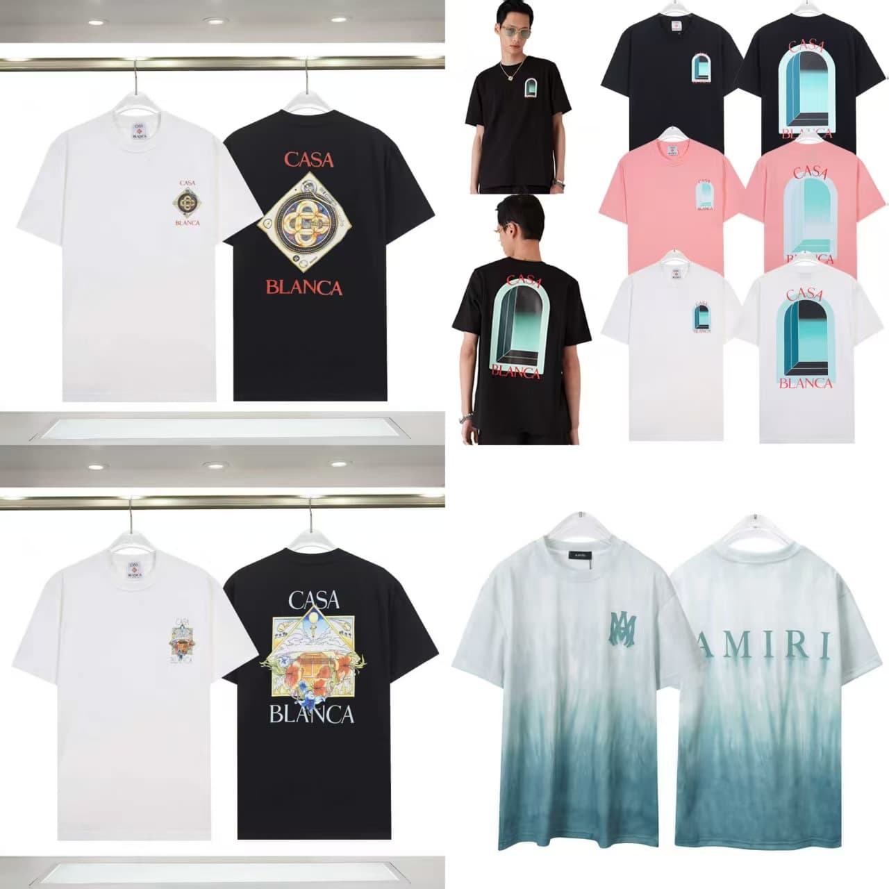AMIRI 2023 New Logo Letter Print Cotton Oversized Unisex T-Shirt Casual Half Sleeve Hot Selling Export Style
