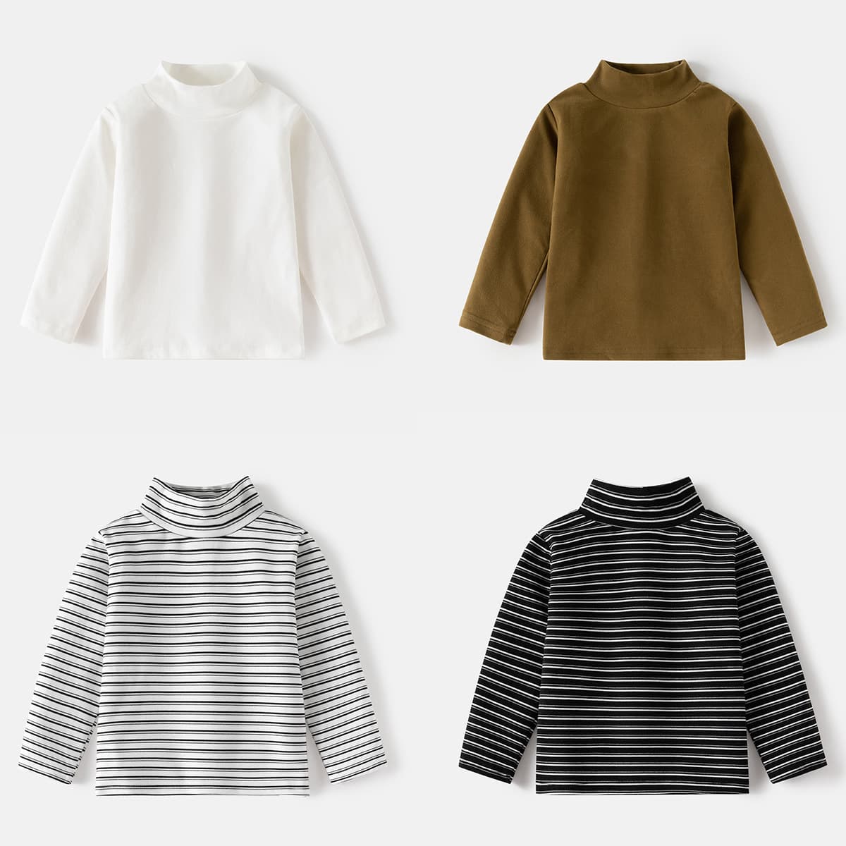 Children's Long-Sleeve T-Shirt Autumn/Winter New Unisex High-Neck Base Layer, Baby Warm Top, Kids' Wear Drop Shipping