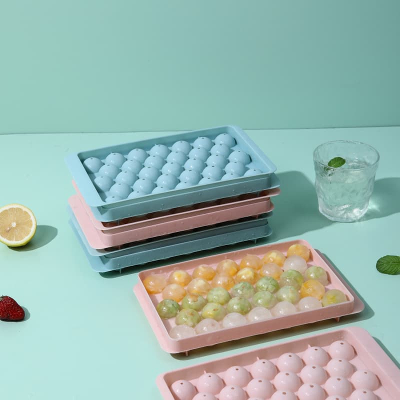 Round Ice Ball Ice Tray Mold with Lid, 33 Compartments, Refrigerator Ice Box, Ice Cube Popsicle Box, Plastic Manufacturer, Quick-Frozen Ice Pops