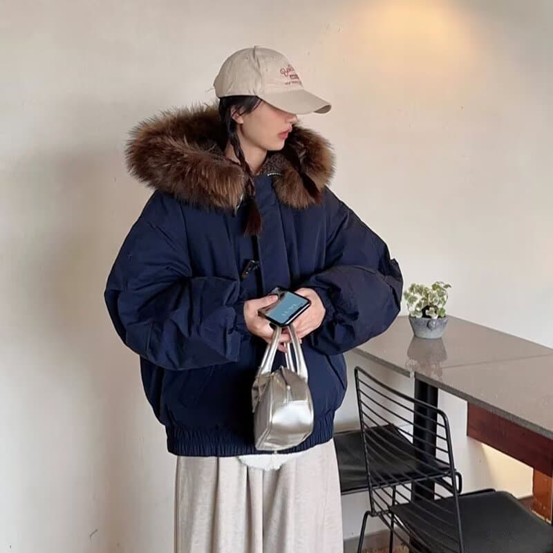 2025 winter new cotton padded women's American style toggle button parka cotton coat petite super nice thickened cotton coat.