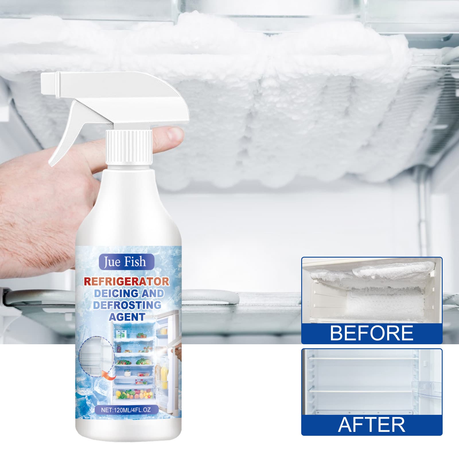 Jue-Fish Refrigerator Defrost Deicer Home Freezer Snow Melt Ice Removal Anti-Freeze Ice Melting Agent
