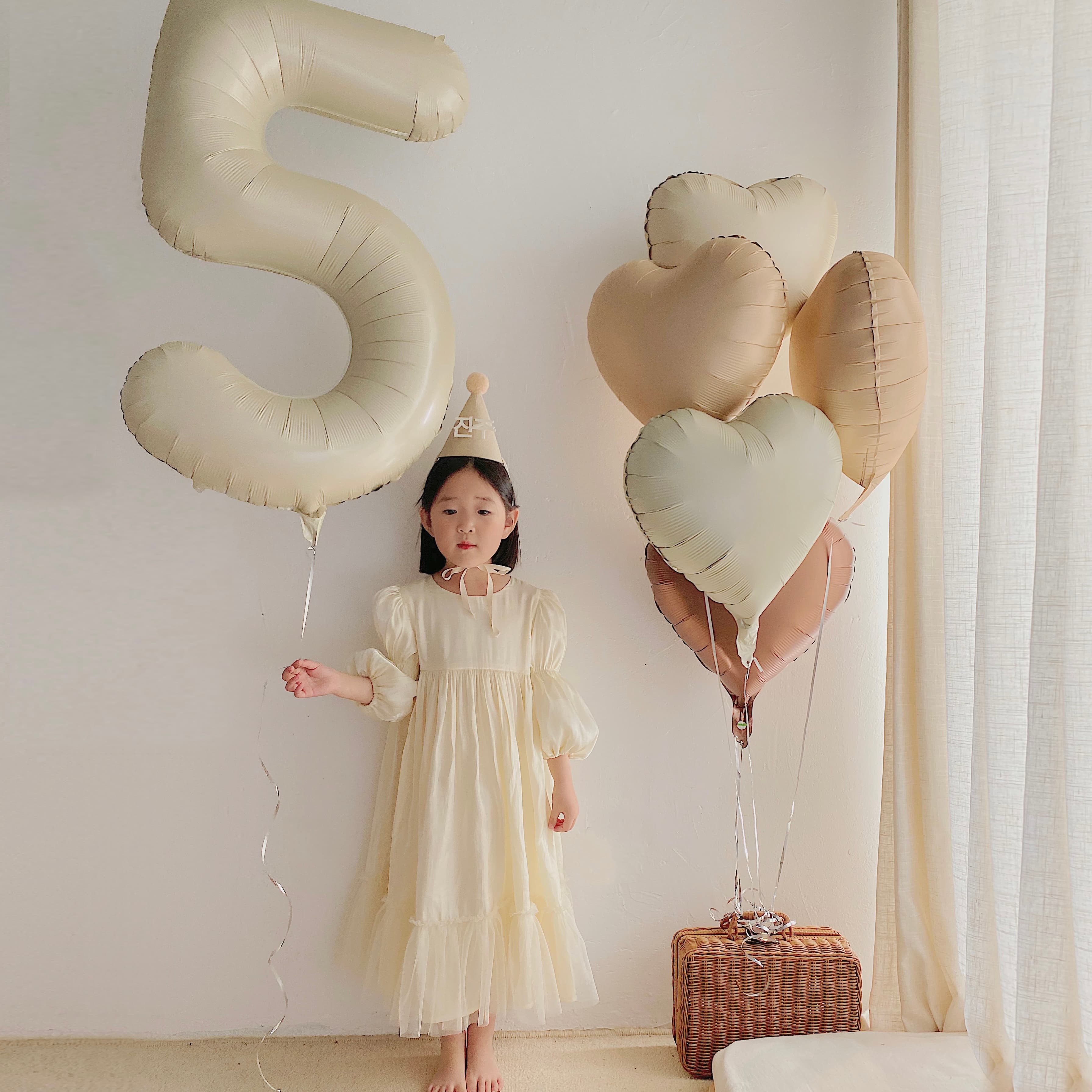 New 32-inch Ins-style Caramel Cream Birthday Number Foil Balloon for First Birthday Trendy Scene Decoration