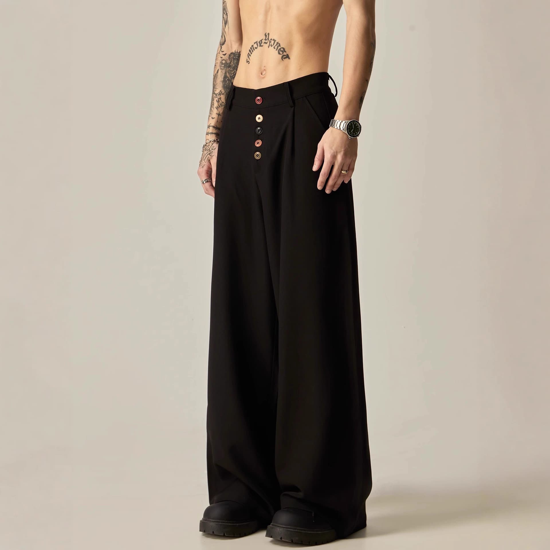 American retro high-end casual pants for men, loose and drapey suit pants, design straight wide-legged versatile long pants