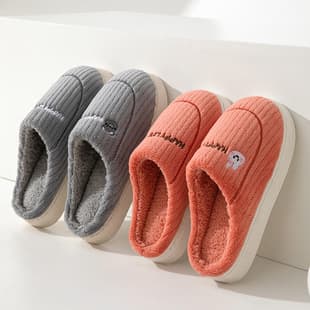 Autumn and Winter Cotton Slippers for Women, Indoor Home Use, Warm Plush Thickened, Couple Style, Lightweight Outdoor Wear, Postpartum Slippers