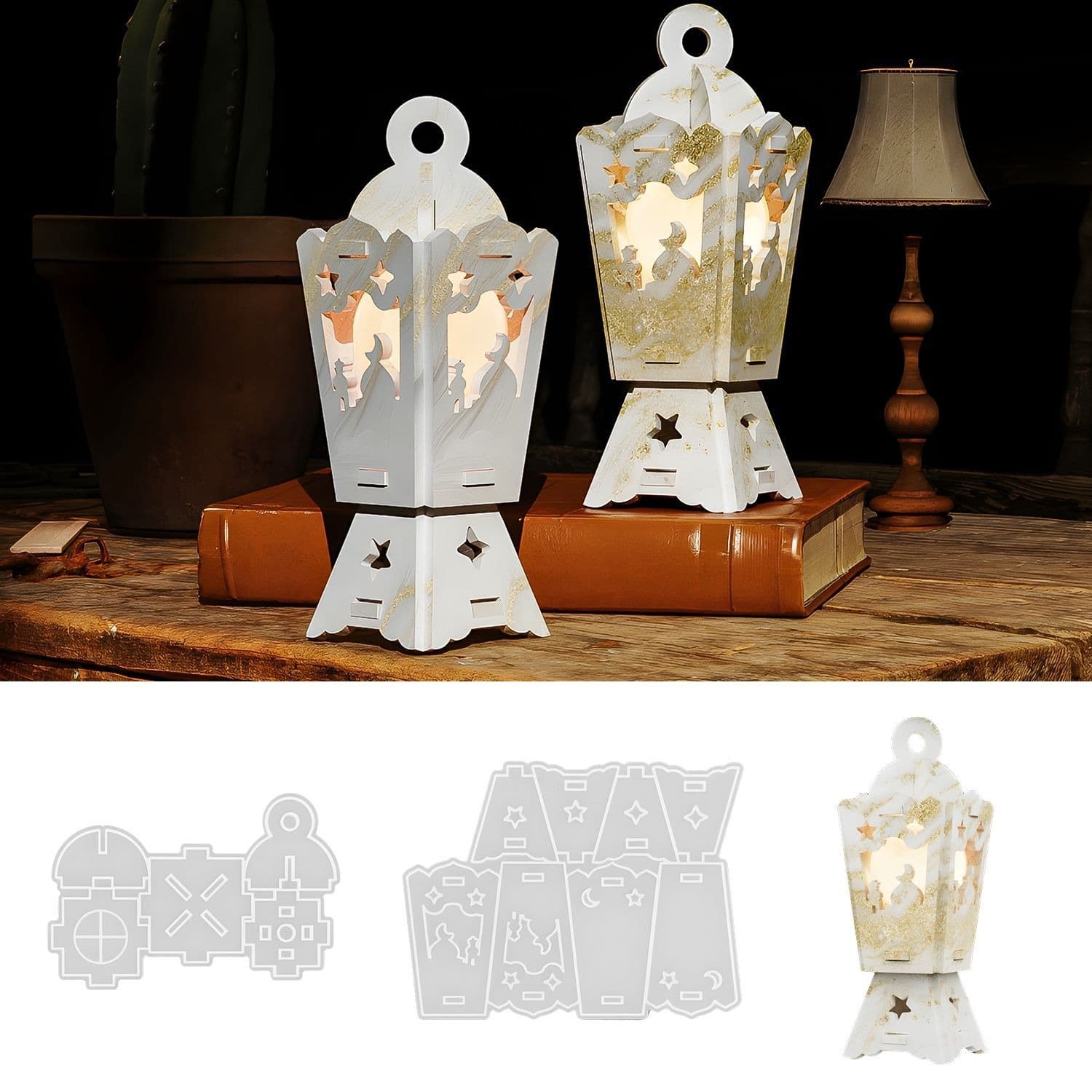 Deyi Life DIY Epoxy Mold Middle Eastern Splice Scented Candle Candle Holder Gypsum Lantern Ornament Silicone Mold