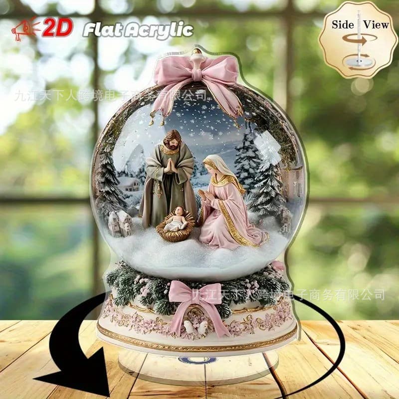 Cross-border new spring hot-selling 2D flat acrylic rotating ornament purple candle music box decorative ornament