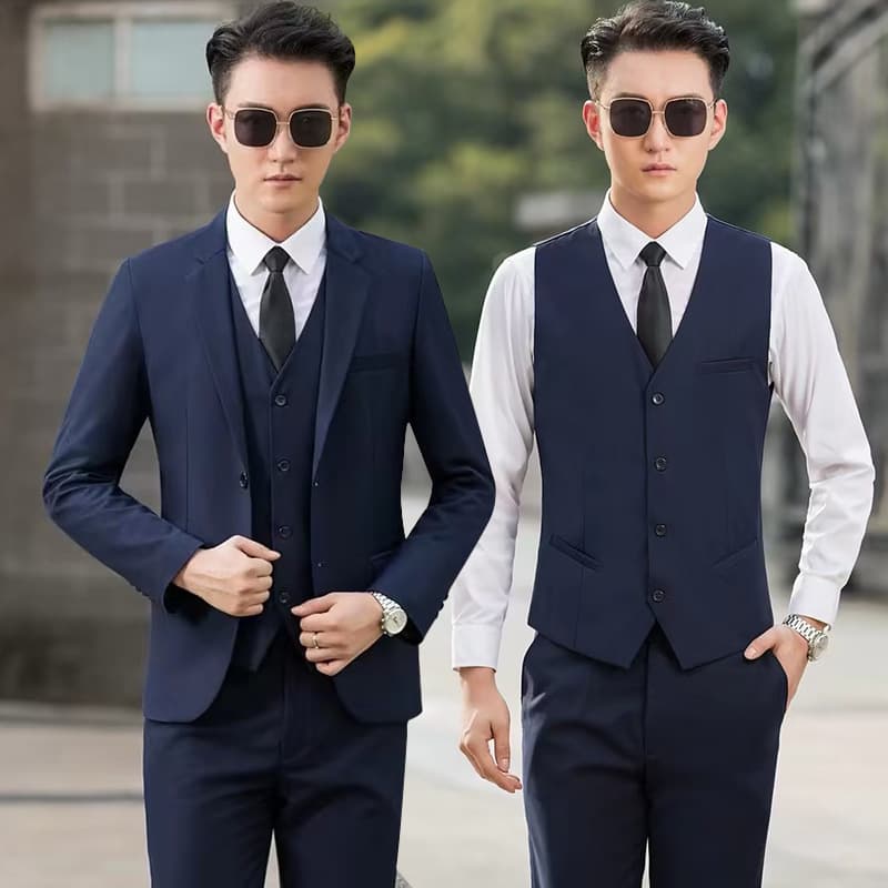 Black Business Suit Men's Formal Wear High-End Professional Suit Wedding Best Man Group Uniform Navy Blue Jacket