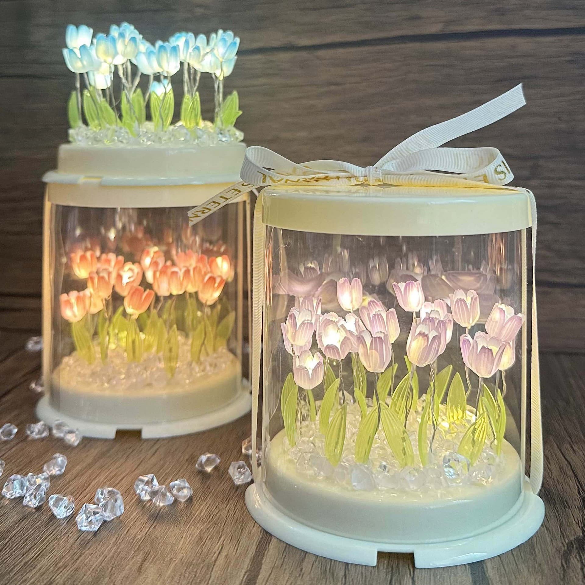 Cake Tulip Night Light Glowing DIY Handmade Decorative Ambiance Lamp Gift for Girlfriend or Boyfriend Birthday