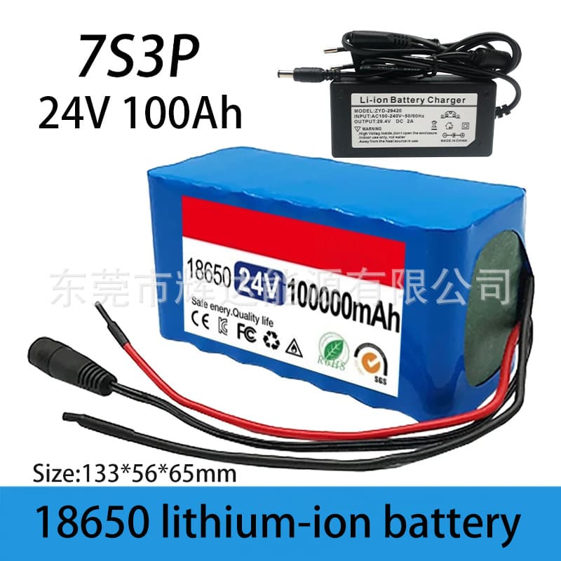 Cross-border 24V 7S3P 18650 Lithium-ion Battery Pack with Built-in BMS 100Ah for E-bike Scooter Battery