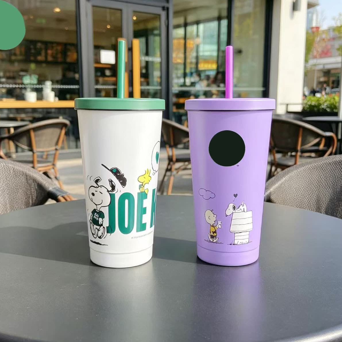 Cross-border Star Dad Dog Collaboration Black Hat Straw Cup 304 Stainless Steel Large Capacity Travel Cup