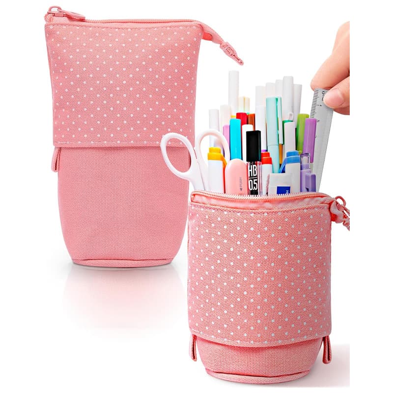 Cute Stand up Retractable Pen Bag Portable Pen Holder Pencil Case Pencil Pouch for School Office Supplies