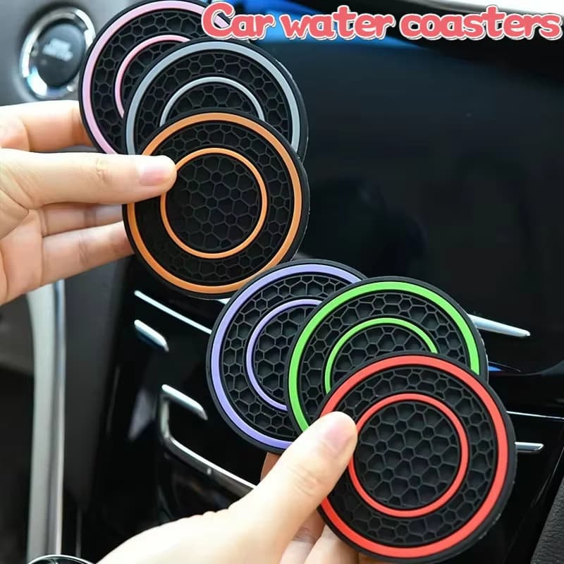 Cross-border source double circle honeycomb pattern coaster anti-slip mat car coaster car coaster PVC water coaster multi-color