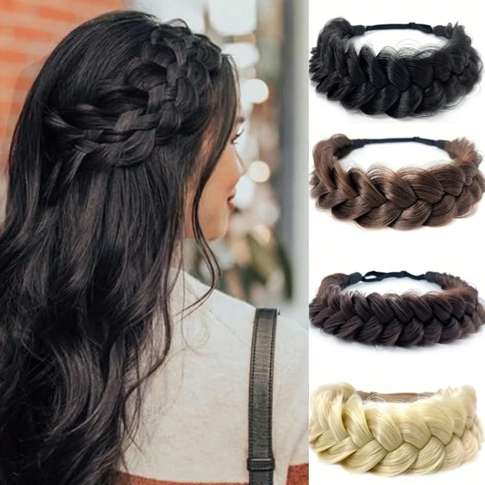 Fashion Fishbone Braid Headband Wig for Women, Hand-Torn Braid Hairband, New Style, Export to Europe and America