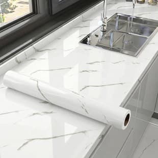 Thickened Self-Adhesive Oil-Proof Stove Backsplash Film, Marble Pattern for Kitchen Cabinet and Tile Renovation, Waterproof, Fireproof, and High-Temperature Resistant Wallpaper