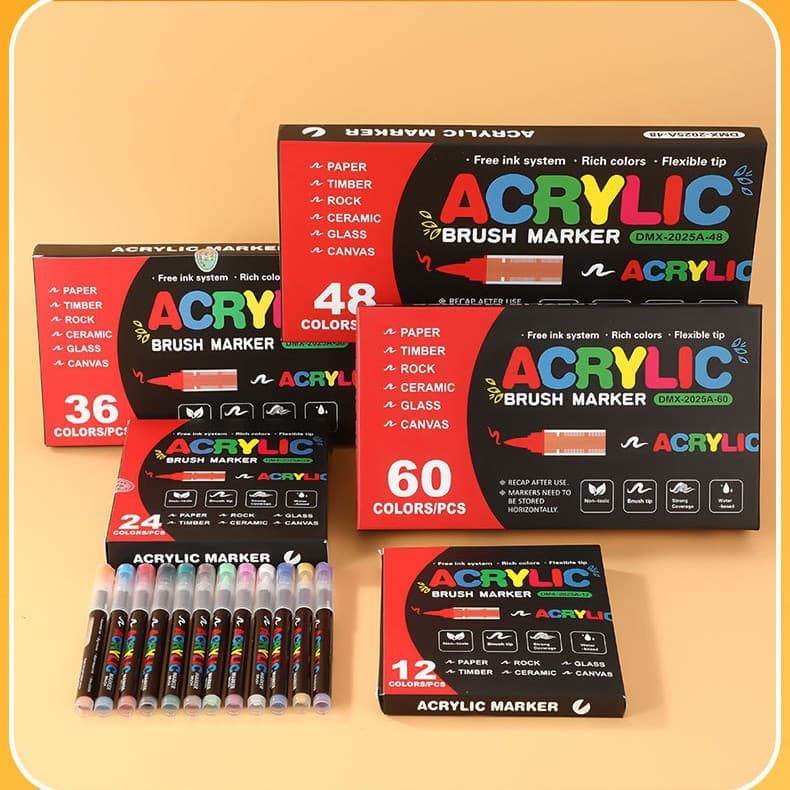 120 colors 168 colors cross-border wholesale straight liquid acrylic marker red and black box soft head watercolor pen graffiti pen set