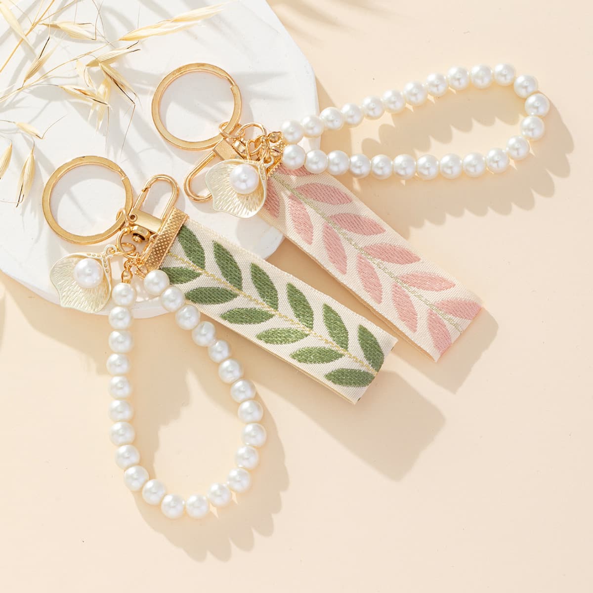 New DIY Ribbon Pearl Keychain Pendant Women's Jewelry Bag Car Key Creative Ribbon Pendant Chain