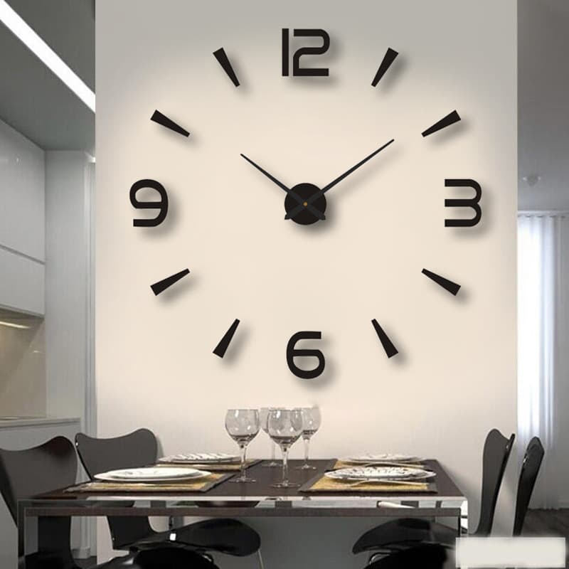 European simple creative clock three-dimensional bedroom study wall sticker clock large silent diy acrylic wall clock