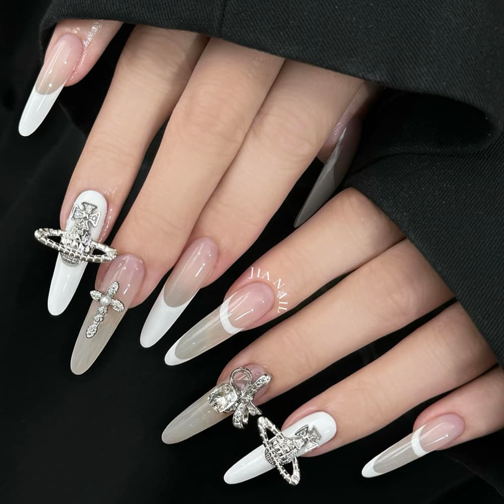 Cross-Border New Cross Nail Art Alloy Ornament Retro Punk Style 3D Rhinestone Cross Nail Charms Wholesale