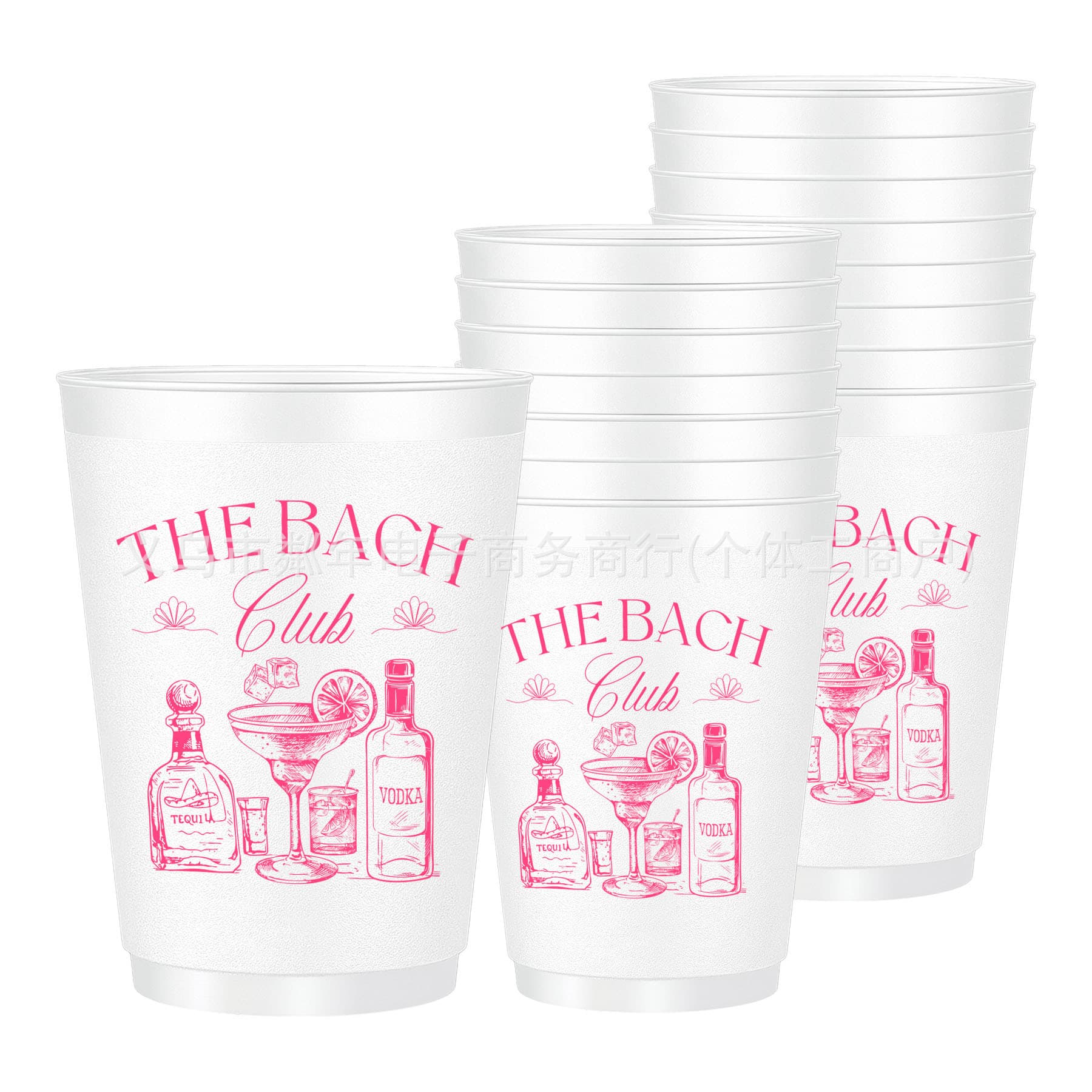 16oz Rose Pink Club Bachelorette Party Frosted Plastic Cup Reusable Bride Gift Engagement Water Cup