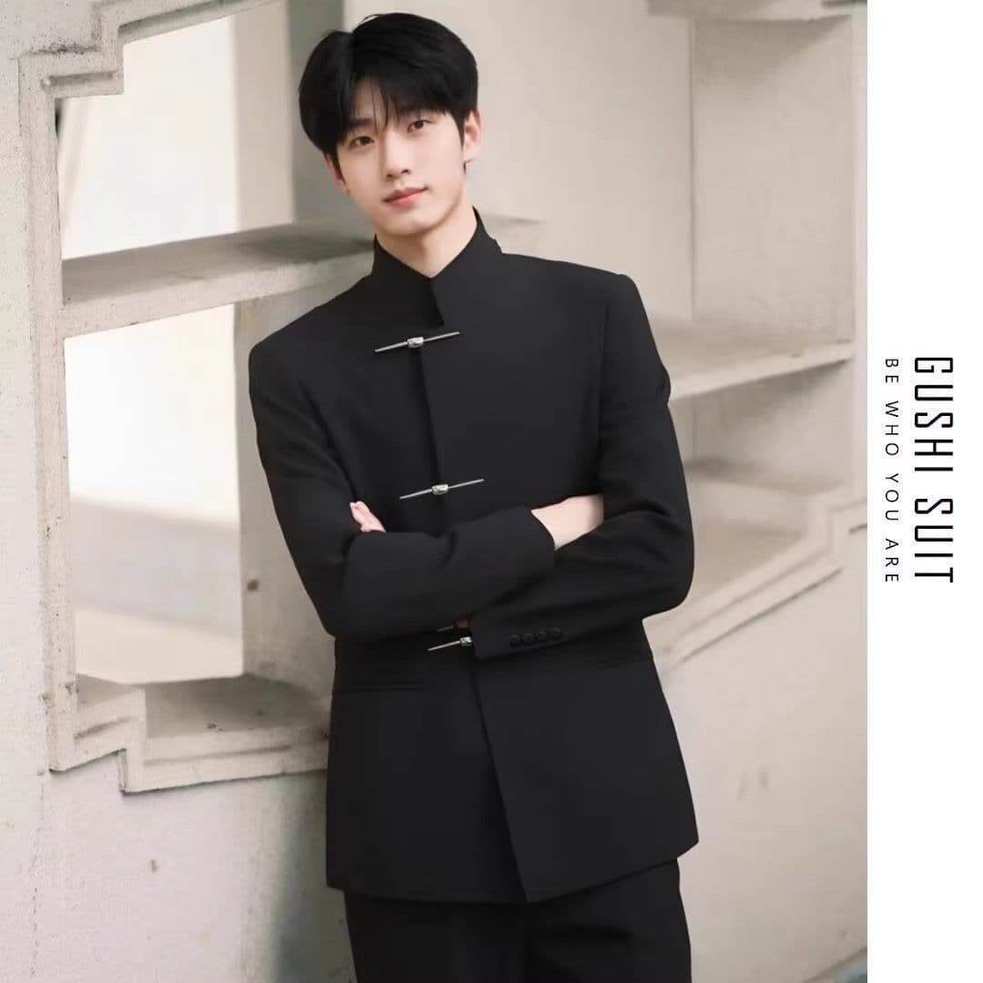 Spring New Chinese-style Zhongshan Suit Stand Collar Metal Button Blazer Handsome Slim Fit Wedding Dress Casual Suit Jacket for Men