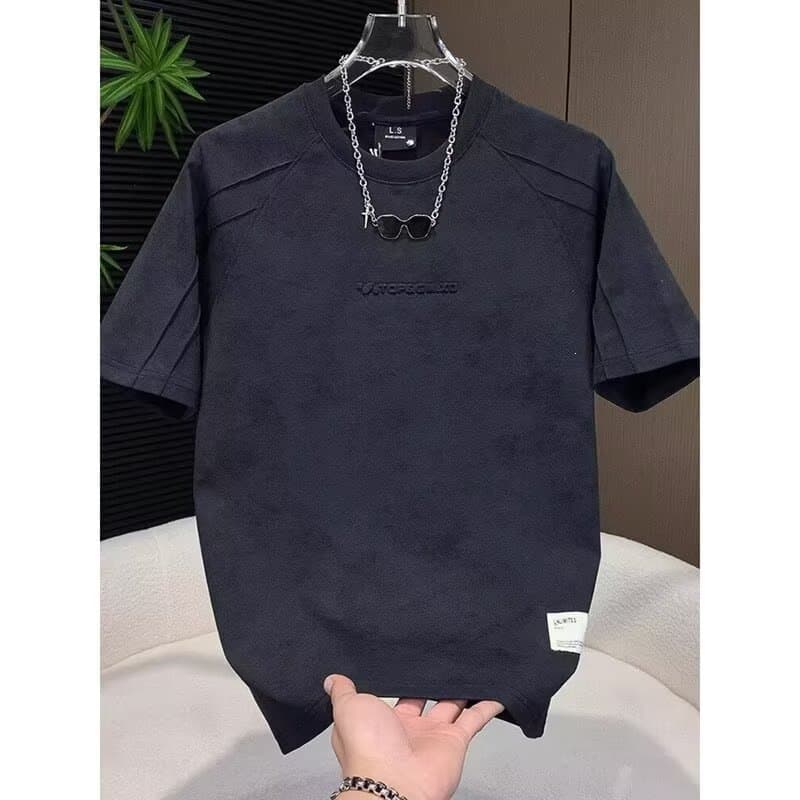 Cross-Border Summer New Men's Short Sleeve T-Shirt Round Neck Loose Trendy Brand Basic Tee Casual Half Sleeve Top