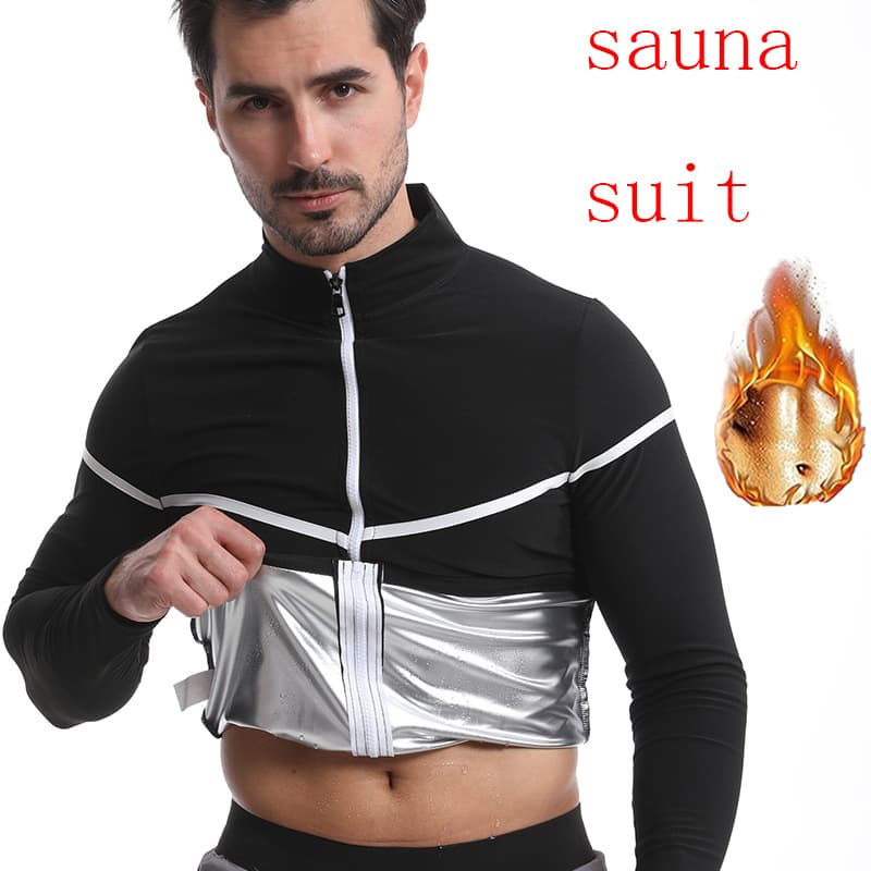 Cross-border Men's Sports Running Fitness Wear, European and American Plus Size Sweat Suit, Cross-border Slimming Long Sleeve Shapewear