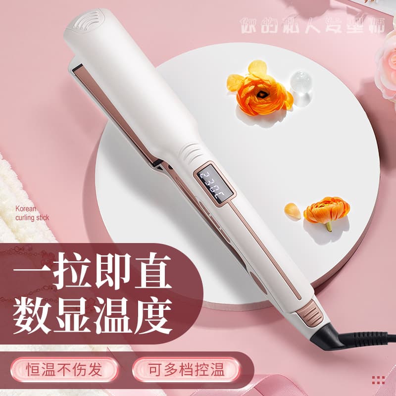 New Adjustable Temperature Corn Hair Straightener Wide Plate Hair Curler Fluffy Electric Clip Ceramic Coating