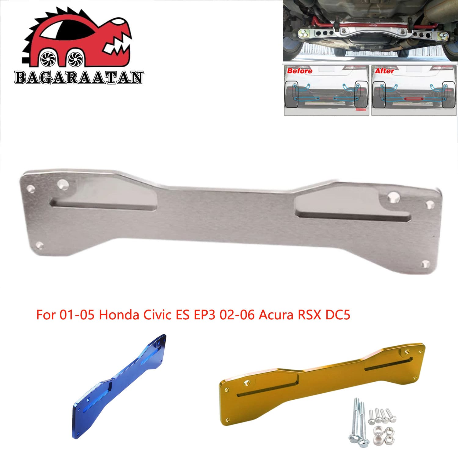Cross-border modification suitable for 01-05 Honda Civic ES EP3 02-06 Acura RSX DC5 rear control arm brace