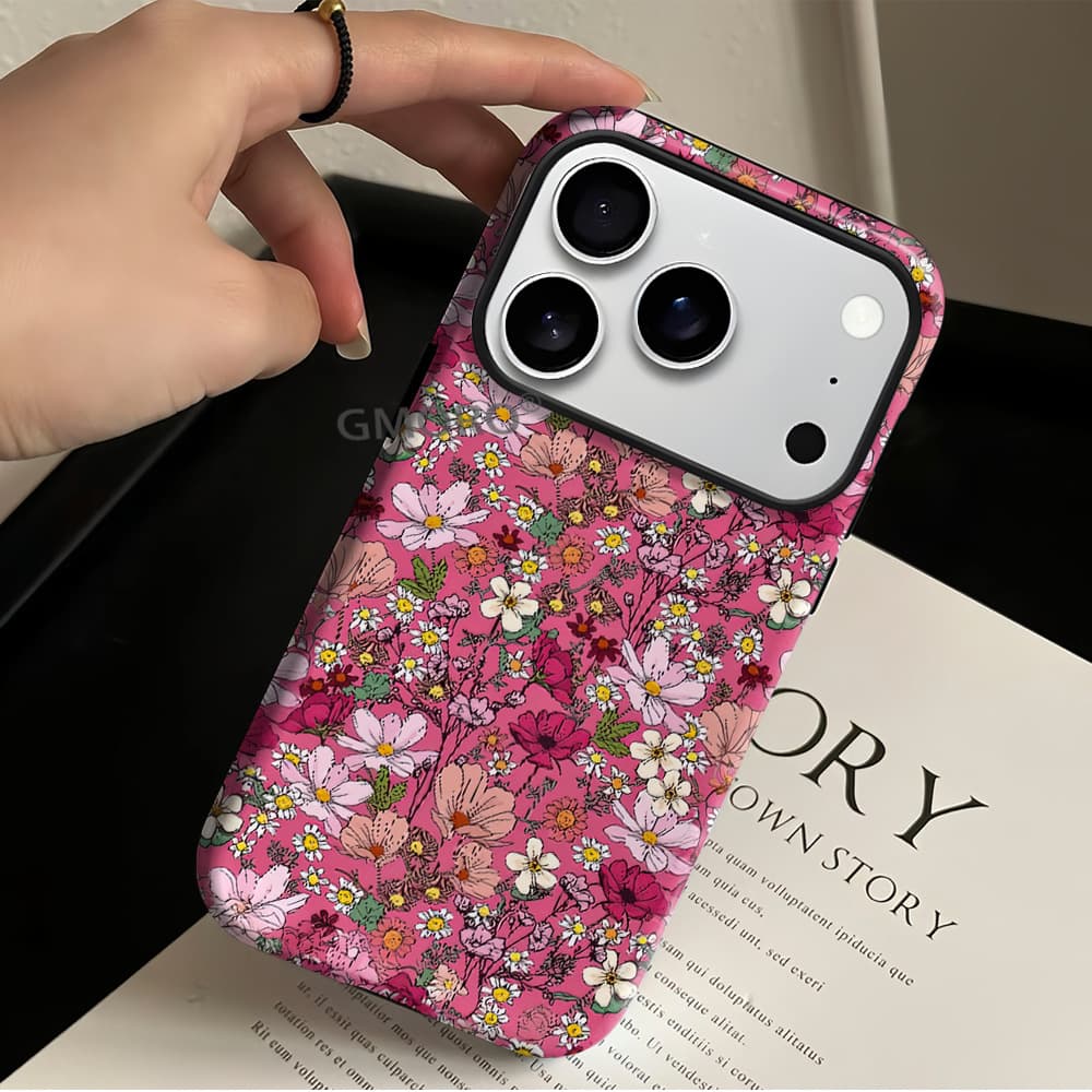 Premium Full-Screen Floral iPhone 17 PM Heat Transfer Film Case Apple 15 Phone Case Manufacturing Wholesale