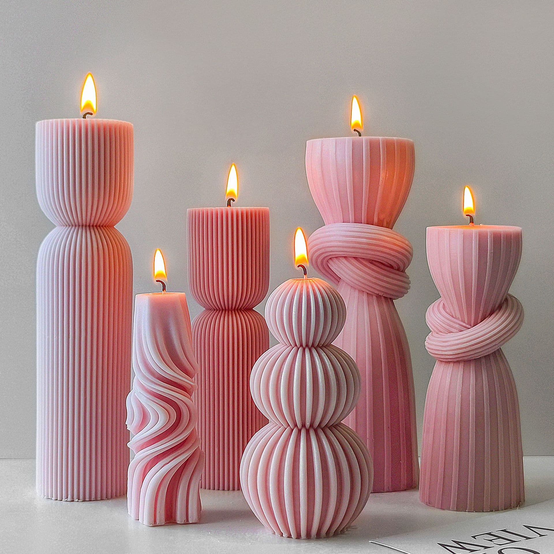 Jiahui Beauty Silicone Column Candle Holder DIY Aromatherapy Candle Stand Home Decor Cake Tool Knot Patterned Column