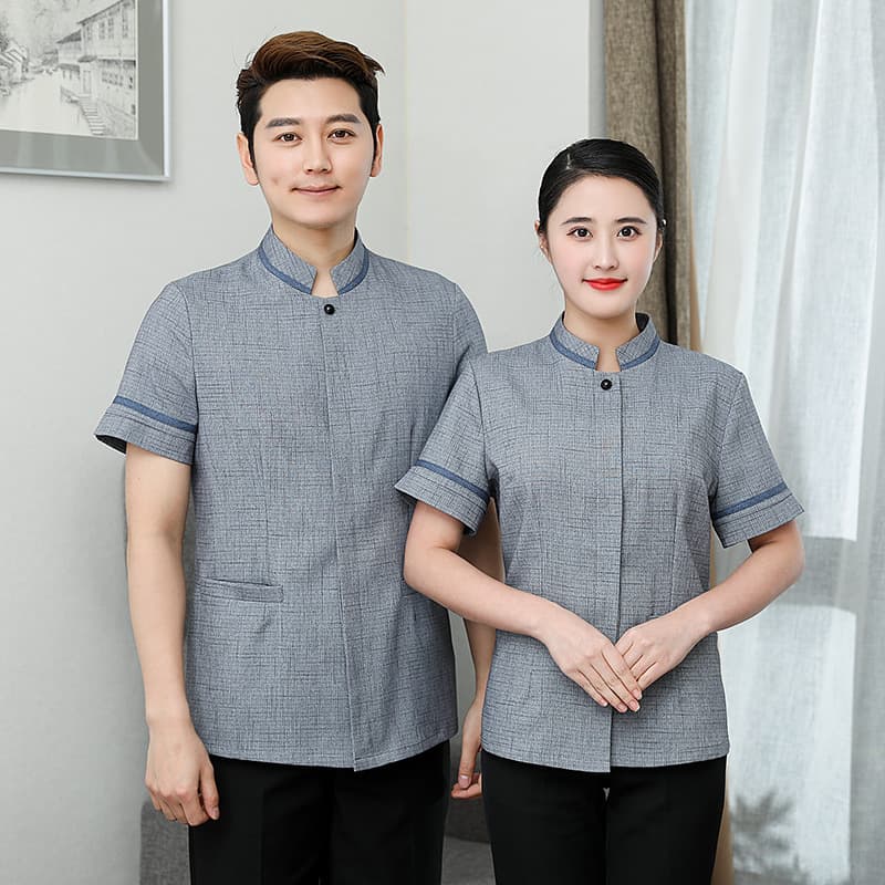 Summer Short-Sleeve Cleaning Uniform for Hotel, Guesthouse, and Property Cleaning Staff, Women's Short-Sleeve Top