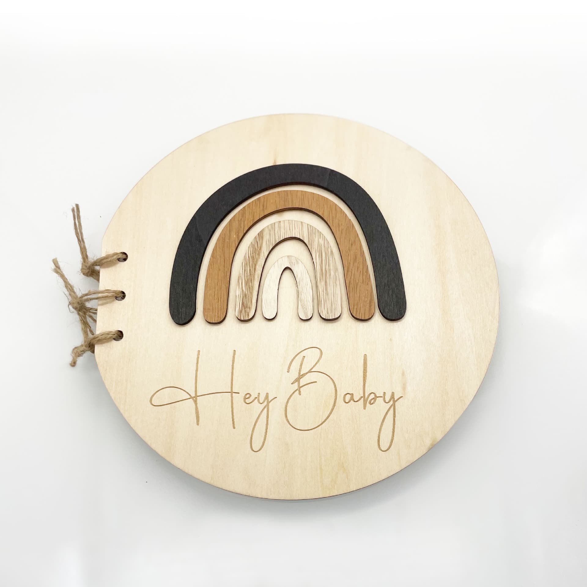 Baby Baptism Sign Guest Book Rainbow Memory Book Wooden Album Souvenir Gift for Baby Birthday Decoration