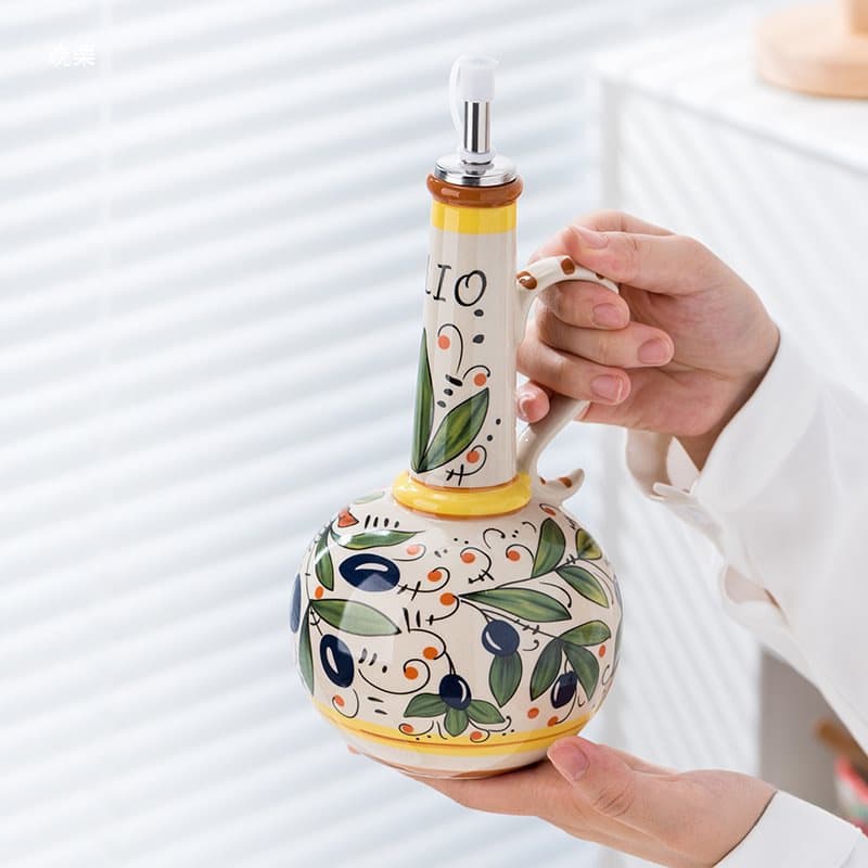 Export to Italy Underglaze Ceramic Olive Oil Bottle Vinegar Bottle Kitchen Condiment Bottle Artistic Kitchen Others None