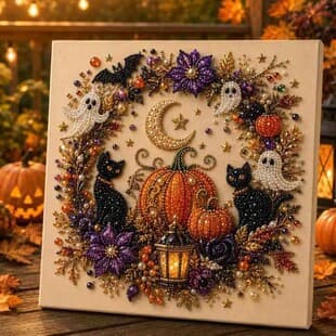 Trending DIY Halloween Raven Pumpkin Handmade Pearl Diamond Painting Kit