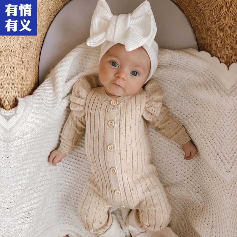 Youqingyouyi Baby Onesie Knit Sweater, Crawling Suit, Romper for Baby Boy and Girl, Knitted for Autumn and Winter, Going-Out Wear