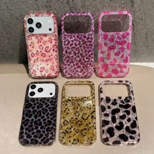 European and American Style Gold Foil Glitter Leopard Print Case for iPhone 17 Pro Max, 18 Pro Full Coverage Case 16/15