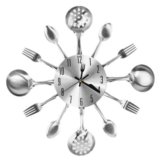 Wholesale and Retail Fashion Minimalist Wall Clock, Silent Fork and Knife Clock for Bedroom and Living Room, Modern 3D Quartz Wall Sticker Clock